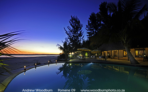 Pomene Lodge sunset evening copyright A Woodburn